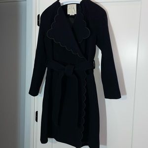 Kate Spade Black Scallop Wool Coat-Size XS